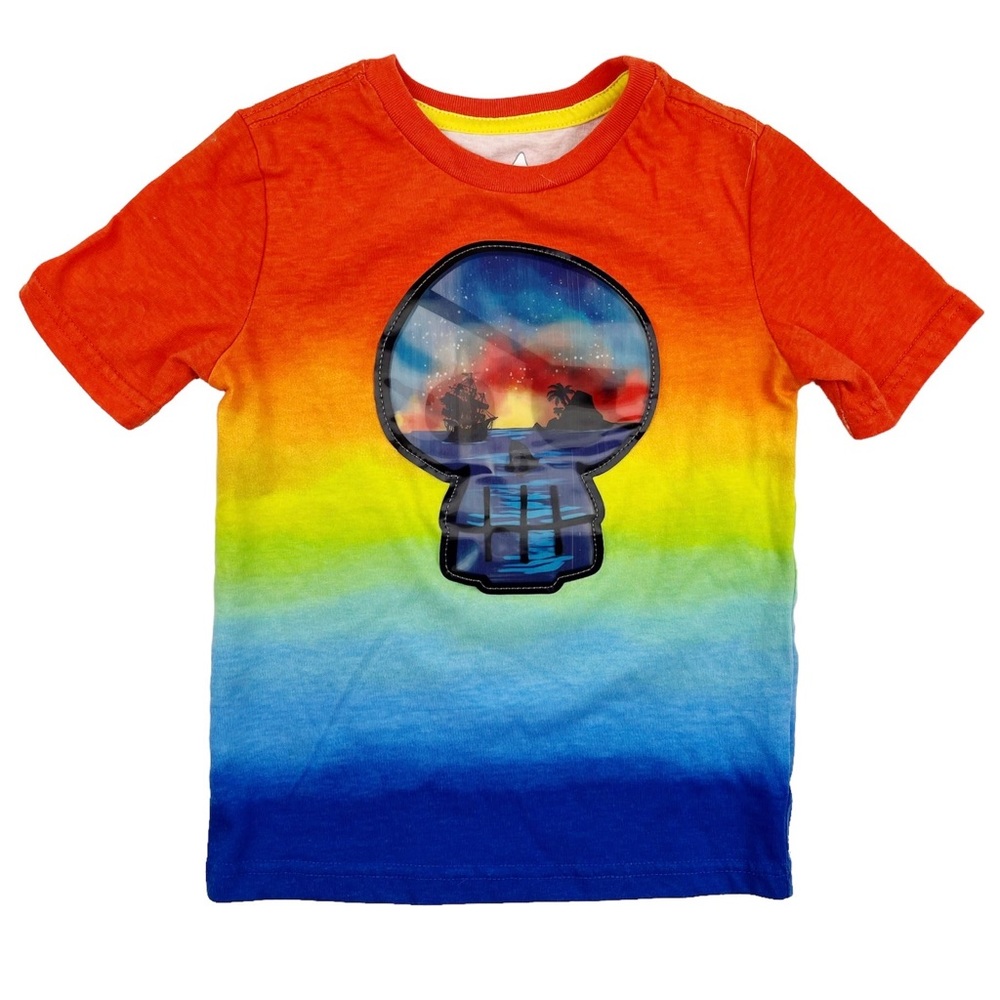 Garanimals 365 Kids Pirate Skull Rainbow Ombré Dip Dye Shirt Size 4
